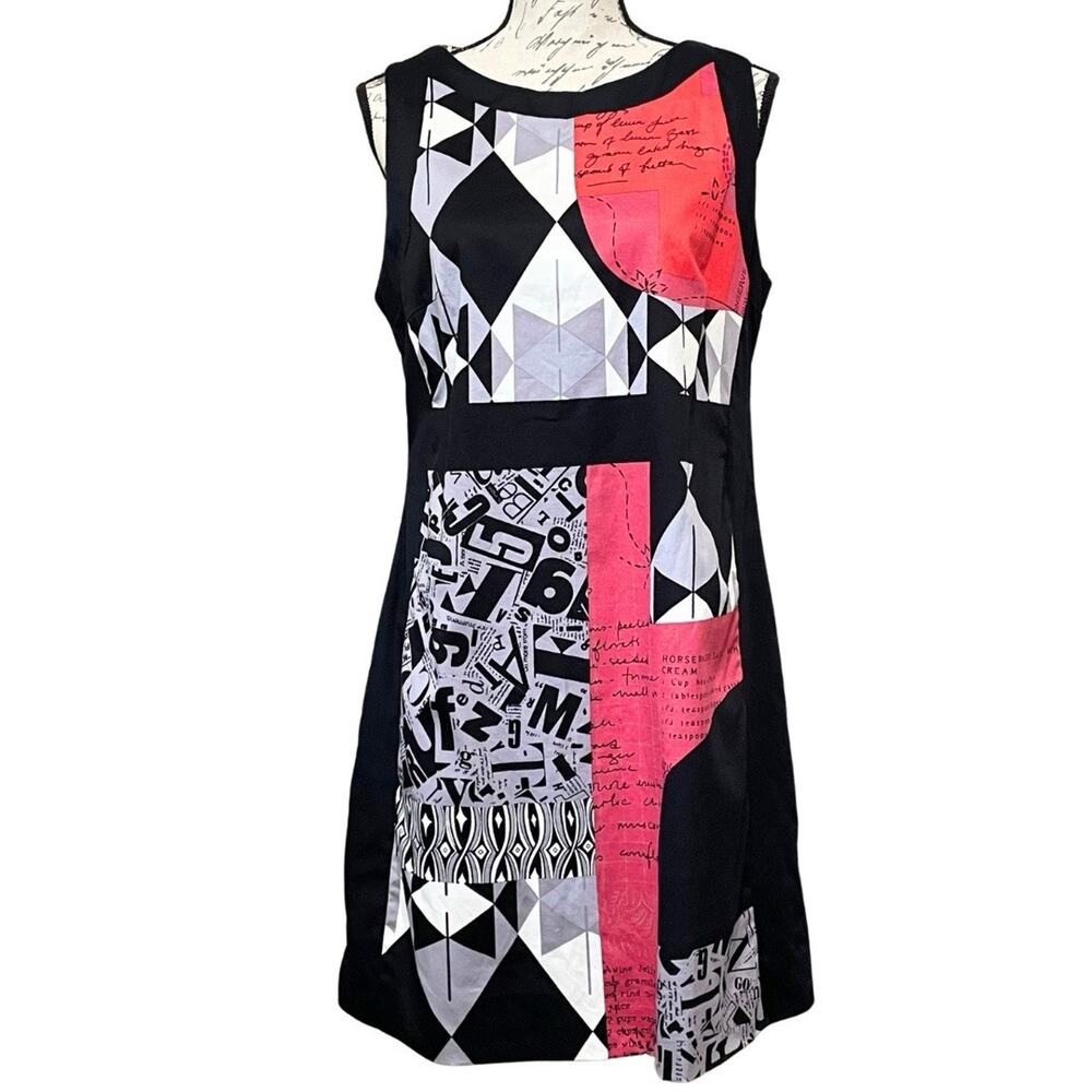 Desigual Black White Pink Geometric Patchwork Mini Dress